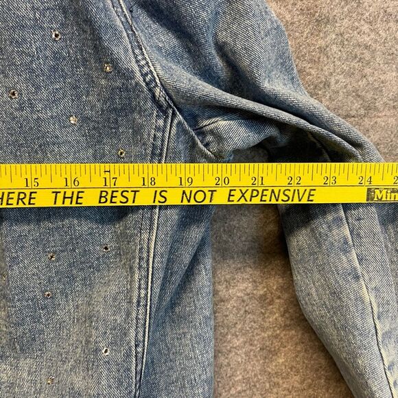 Vtg Barn Jacket OPAL BY HOT PROPERTY Chore Coat Women's M Blue Denim Jean Blazer - Picture 6 of 14